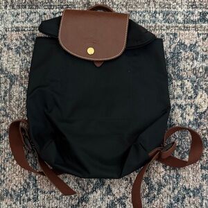 Longchamp Black and Brown Backpack